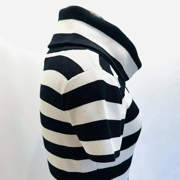 INC Women Short Sleeve Pullover Turtleneck Striped Black/White Sweater Size PM - Picture 10 of 13